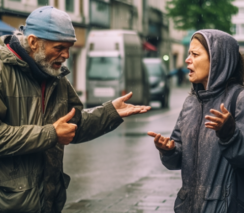 kobieta i mężczyzna kłócą się na ulicy